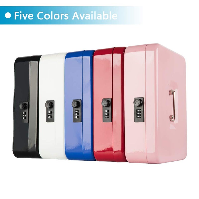 KYODOLED Metal Cash Box with Combination Lock & Spring-Loaded Bill Clips, 5-Compartment Cantilever Coin Tray, Portable Safe for Yard Sales/Craft Fairs/Small Businesses, 11.81â€x9.45â€x3.54â€, Blue - Image 5